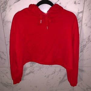 Red cropped hoodie